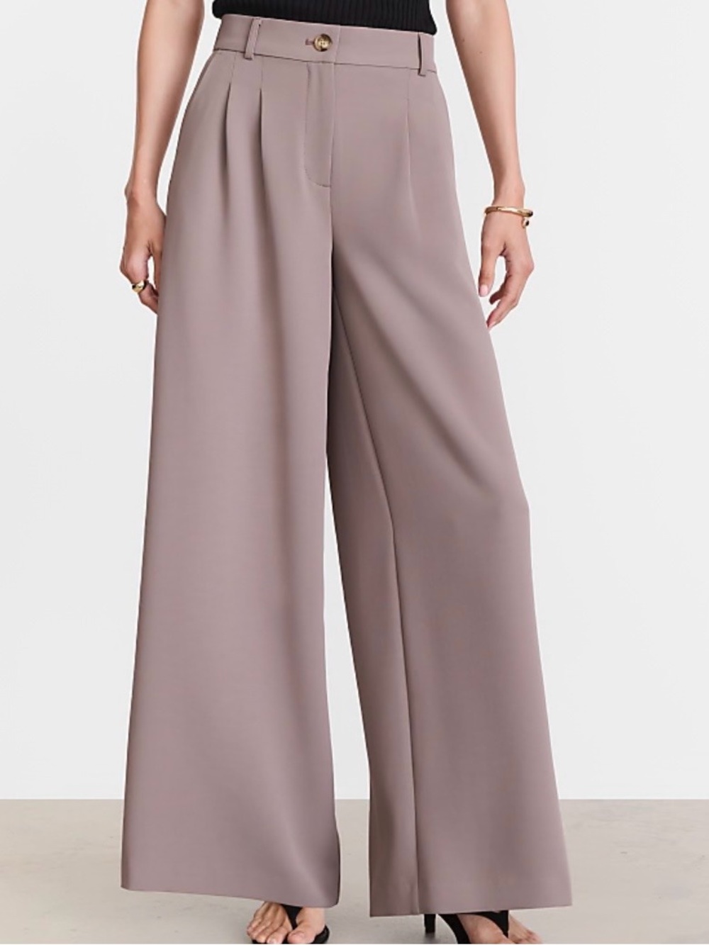 LOFT Wide-Leg High-Waist Pants — Mauve Taupe